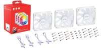 XPG VENTO R 120 ARGB PWM 3 Pack, White, Rifle Bearing, 120mm Fan, 4-Pin PWM, Speed: 300-1600 RPM, Max Air Flow: 65.33 CFM, Fan Noise: 24 dBA