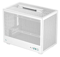 DeepCool CH160 Mesh WH Mini-ITX PC Case, High Airflow Mesh Panels, Full-Sized Air Cooler Support, Direct Insert GPU Capable, Flexible Drive and PSU Compatibility, White
