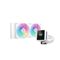 DeepCool MYSTIQUE 240 WH ARGB LCD Liquid Cooler 240mm 5th Gen Pump 3400RPM AIO 2.8 640x480 TFT LCD Screen Anti-Leak Tech FD12 ARGB PWM Fans, White