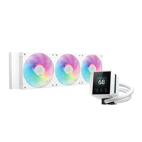 DeepCool MYSTIQUE 360 WH ARGB LCD Liquid Cooler 360mm 5th Gen Pump 3400RPM AIO 2.8 640x480 TFT LCD Screen Anti-Leak Tech FD12 ARGB PWM Fans, White