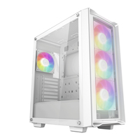 DeepCool CC560 MESH V2 WH Mid-Tower ATX PC Case, High Airflow Mesh Front Panel, 4x Pre-Installed 120mm ARGB Fans, Tempered Glass Side Panel, White