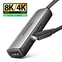 AXAGON RVC-HI8KPD USB-C -> HDMI 2.1 adapter, 8K/60Hz, 4K/144Hz, HDR10+, PD 100W