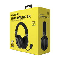 HATOR HYPERPUNK 3X wireless, black, Hi-Res, LDAC, 2.4/Bluetooth/USB, Charge&Play, volume wheel and mute button on the earcup, removable MIC, Gaming Headset - (ESH14)