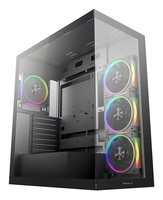 DeepCool CG580 4F V2 ATX Panoramic case, Single Chamber Configuration, Tempered Glass Panels, Pre-Installed 4x120mm PWM ARGB Fans,Type-C Port, 2x USB 3.0, Black