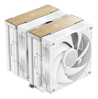 DeepCool AK620 G2 WH Air Cooler, Dual Tower, Performance Fan, Wood Grain Top Cover, Replaceable White Matrix-Style Sticker, CTT 2.0, 6 Copper Heat Pipes, Activate Clearing Tech, 0-RPM Startup/Stop, White.