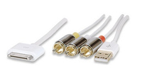 Manhattan iLink AV kabel, 30 pin apple naar audio tulp (l/r) en composite video. USB port for power, *USBAM, *RCAM