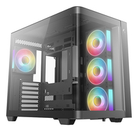 DeepCool CG530U 4F ATX Curved Glass Panoramic Case, One-Piece Curved Glass, Dual-Chamber Configuration, Pre-Installed 4 PWM ARGB Fans, 360mm Radiators, 2x USB 3.0, 1x USB TYPE C, Black