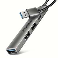 AXAGON HUE-STA 4x USB hub, 1x USB-A 5Gbps, 2x USB-A & 1x USB-C 480Mbps, 12cm USB-A cable