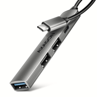 AXAGON HUE-STC 4x USB hub, 1x USB-A 5Gbps, 2x USB-A & 1x USB-C 480Mbps, 12cm USB-C cable