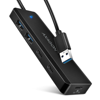 AXAGON HUE-C2A USB-A 5Gbps travel hub, 4 poorten, 2x USB-A, 2x USB-C, USB-C Power IN, 19 cm USB-A kabel