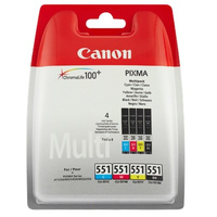 Canon cli-551 inktcartridge zwart en drie kleuren standard capacity combopack blister zonder alarm