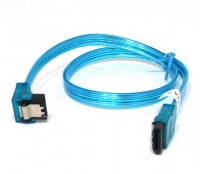 Revoltec s-ata kabel 100 cm, uv actief , kleur blauw, 90 graden hoek