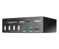 Akasa InterConnect Pro, 5,25 inch USB frontpanel, USB 3.0 cardreader, eSATA, 4-port USB 2.0 HUB, 2x USB 3.0 ports