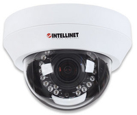 Intellinet Night Vision Megapixel Network IP Dome Camera 720p hd, wdr, day/night, h.264, mpeg4, m-jpeg, 3gpp, poe, microsd/sdhc