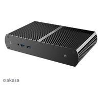 Akasa Tesla H, Fanless solid Aluminium UCFF Case (4x4 inch), VESA Mountable, support 2,5 inch HDD/SSD, compatible with D54250WYB, D34010WYB