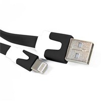 OMEGA USB LIGHTNING FLAT CABLE for IPHONE5/IPAD4/IPAD mini BLACK [41862