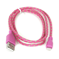 FABRIC BRAIDED LIGHTNING TO USB CABLE 1M PINK [42309