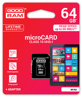 GOODRAM MicroSD M1AA (SecureDigital) 64GB SDXC Class 10, UHS-I + adapter