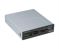Akasa 3.5 Superspeed USB3.0, 5-slot multicard reader with SDHC/SDXC UHS-II Compatibility and USB passthrough