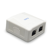Gembird CAT6 FTP LAN-opbouwdoos, 2-poorts (kan ook CAT5E en UTP kabel in), met schroeven en zelfklevende tape. Keystone Jack