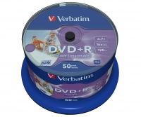 VERBATIM DVD+R 4,7GB 16X PRINTABLE FULL CAKE*50 43512, multipack