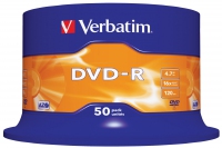 Verbatim dvd-r 120 min. / 4.7gb 16x 50-pack spindel datalife plus, scratch resistant surface