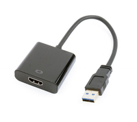 Gembird USB 3 HDMI adapterkabel, zwart, max 6 stuks, 1920 x 1080 @ 60 Hz, geen power nodig, ondersteuning voor mirror en uitgebreide desktop, *HMDIF, *USBAM
