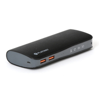 PLATINET POWER BANK LEATHER 15000mAh BLACK, Output 5V 2.4 and QuickCharge3 (5V/2.4A 9V/2A 12V/1.5A) + microUSB cable