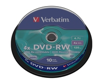 VERBATIM DVD-RW 4,7GB 4X CAKE*10 43552, multipack
