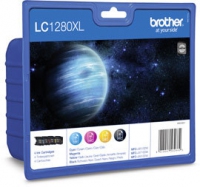 Brother lc-1280 inktcartridge zwart en drie kleuren extra high capacity 1x 2.400 pagina s 1-pack blister zonder alarm