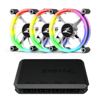 Zalman ZM-LF120A3, Premium 120mm Ring LED Fan 3-Pack with Z.SYNC / High air volume / Sleek and artistic design / Designed for minimized vibration and noise / Addressable RGB sync for stunning RGB effects / Long lasting 50,000hours life span(EBR)